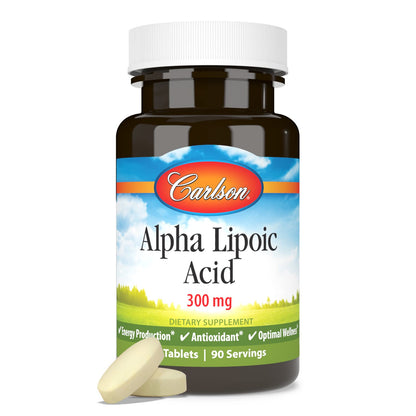Carlson Alpha Lipoic Acid 300 mg – 90 Tablets | Energy & Antioxidant Support