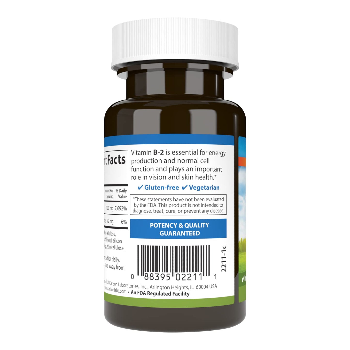Carlson B-2 Riboflavin 100 mg – Energy, Vision & Skin Support