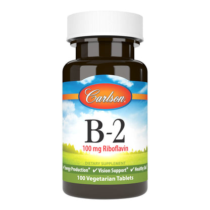 Carlson B-2 Riboflavin 100 mg – Energy, Vision & Skin Support