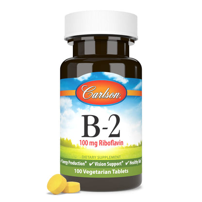Carlson B-2 Riboflavin 100 mg – Energy, Vision & Skin Support