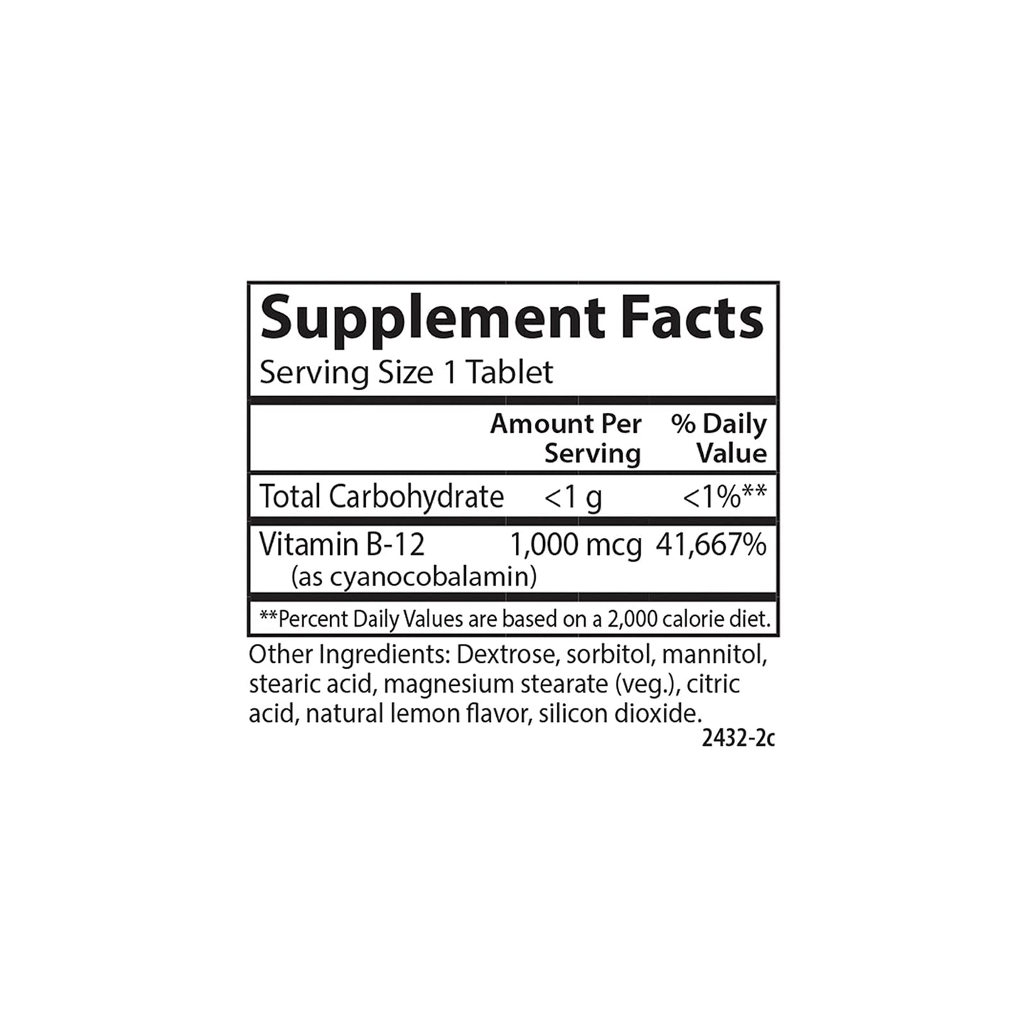 Carlson B-12 Chewable 1000 mcg - Energy, Nerve Function & Wellness - Lemon (180 tabs)