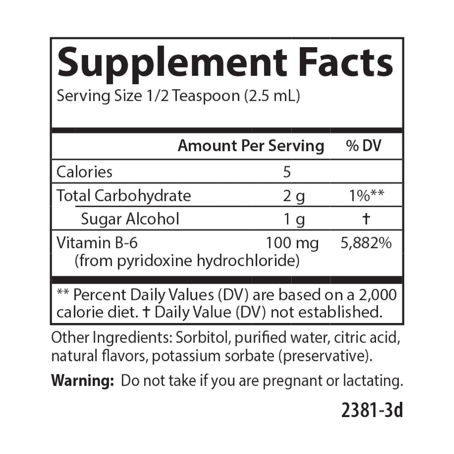 Carlson B-6 Liquid – Vitamin B6 for Energy & Heart Health (Berry Lemonade, 120 mL)