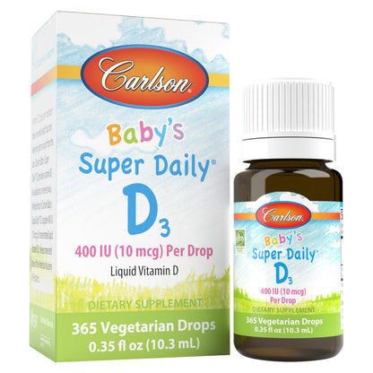 Carlson Baby D3 400 IU Drops – 365 Drops, Vegetarian & Unflavored