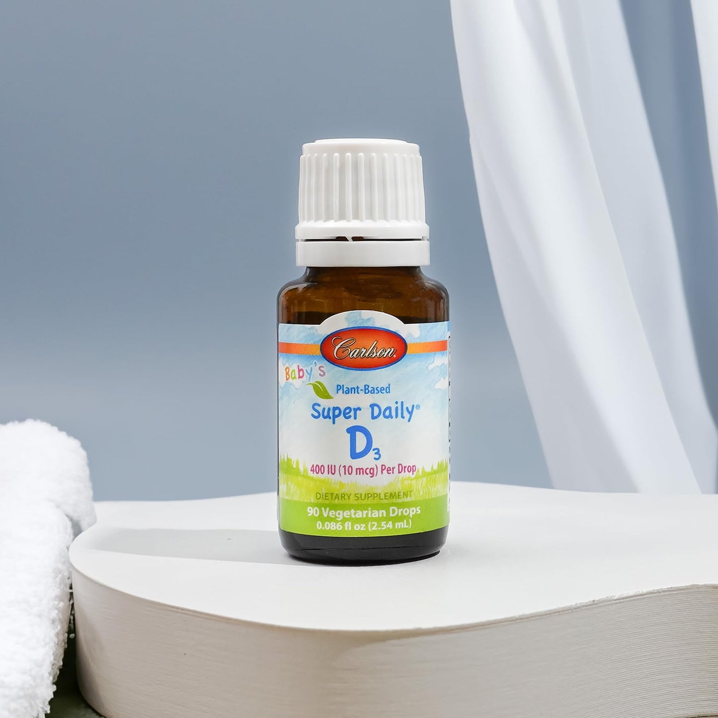 Carlson Baby D3 Drops – 400 IU, Algae-Sourced, Vegetarian Vitamin D for Infants & Toddlers