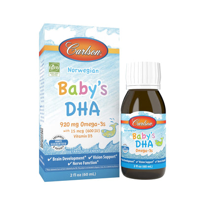 Carlson Baby's DHA Liquid – 920 mg Omega-3s + 600 IU Vitamin D3 (60 mL)