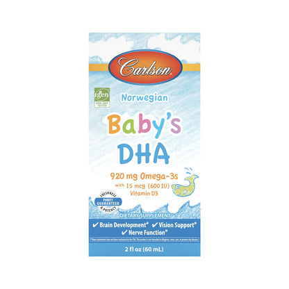 Carlson Baby's DHA Liquid – 920 mg Omega-3s + 600 IU Vitamin D3 (60 mL)