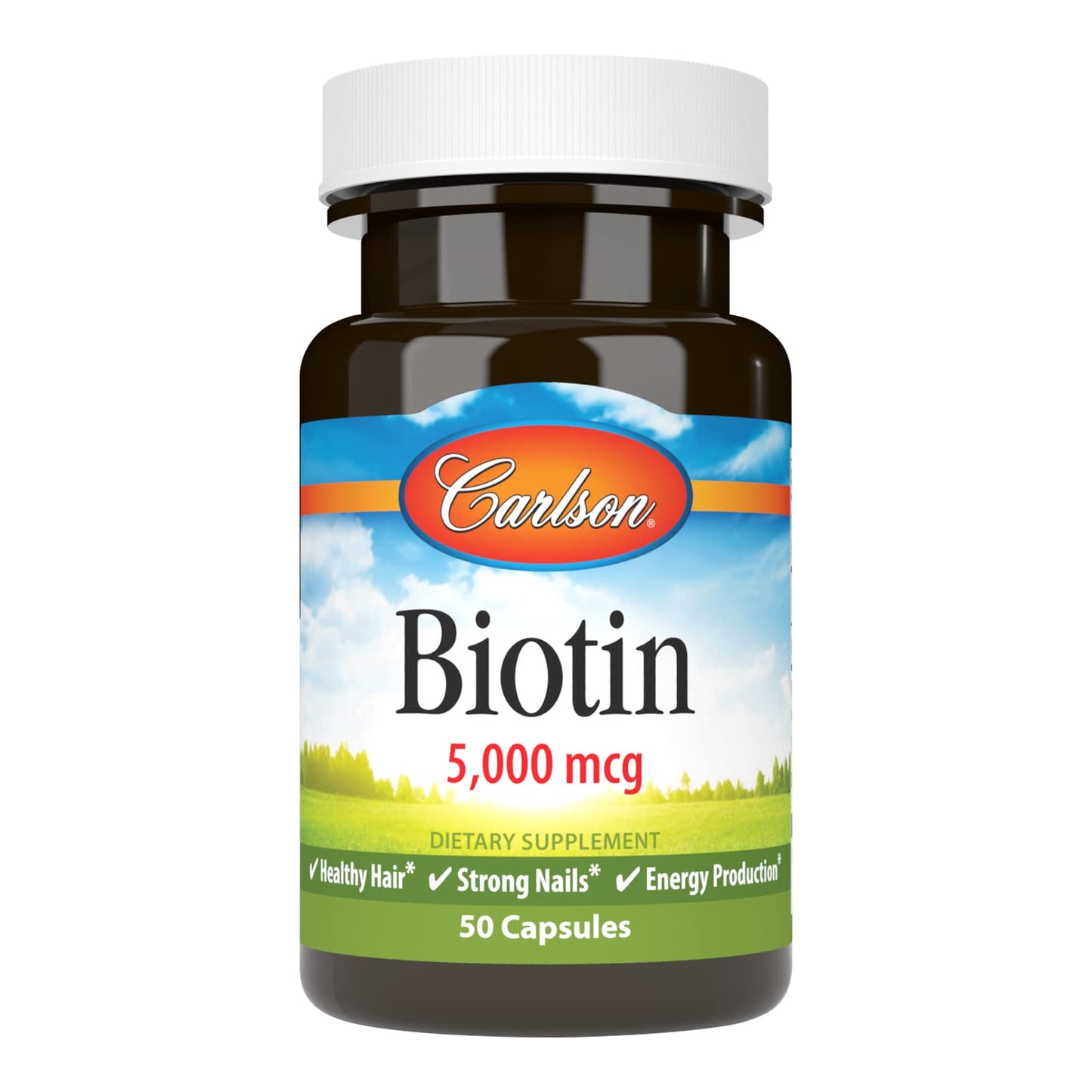 Carlson Biotin 5000 mcg – Healthy Hair, Strong Nails & Energy Production | 50 Capsules