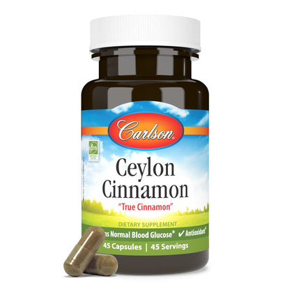 Carlson - Ceylon Cinnamon, Cinnamon Supplements, 500 mg, Cinnamon Extract Pills, Ceylon Cinnamon Capsules, 45 Capsules