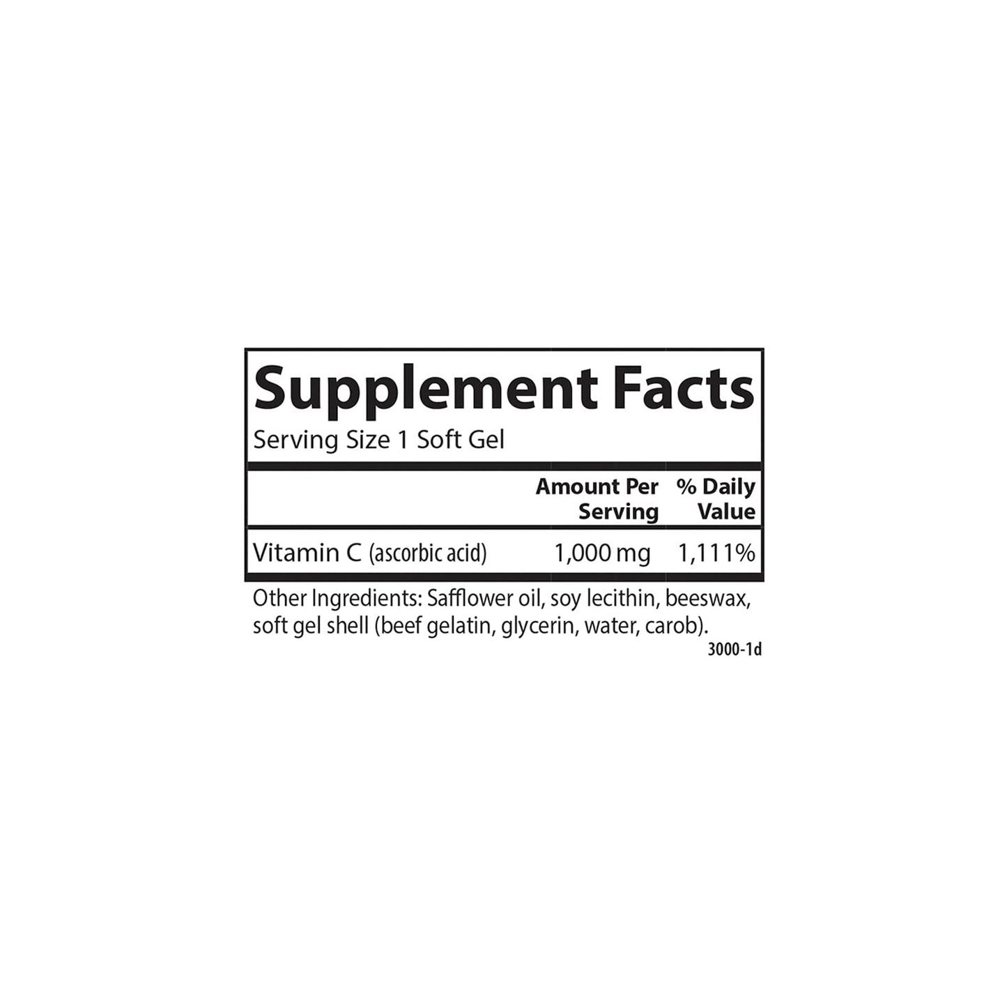Carlson C-Gel 1000 mg Vitamin C – Immune Support & Tissue Health | 60 Soft Gels