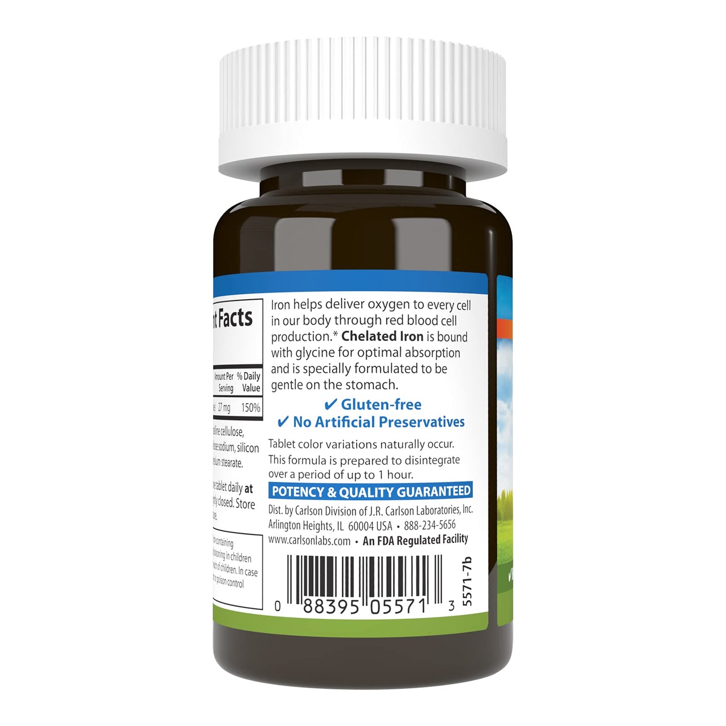 Carlson Chelated Iron 27 mg | Superior Absorption | 100 Tablets