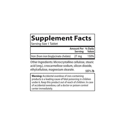 Carlson Chelated Iron 27 mg | Superior Absorption | 100 Tablets