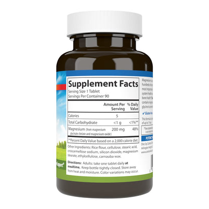 Carlson Chelated Magnesium 200 mg - Superior Absorption for Heart, Muscle & Bone Support | 90 Tablets