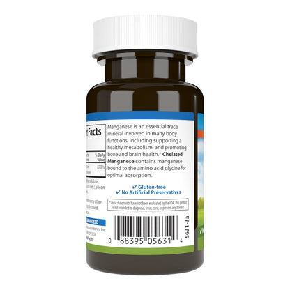 Carlson Chelated Manganese 20 mg – Superior Absorption, Bone & Brain Health | 100 Tablets