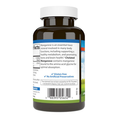 Carlson - Chelated Manganese, 20 mg - Superior Absorption, Healthy Metabolism, Bone Support & Brain Health, 250 Tablets