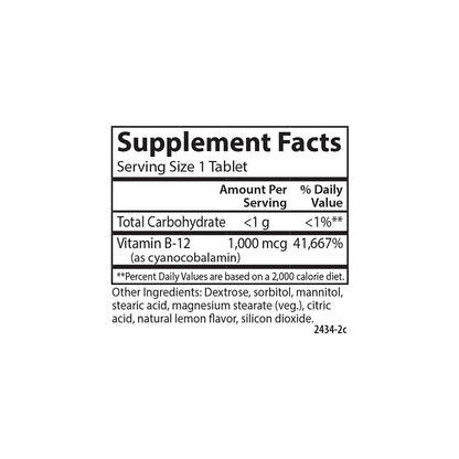 Carlson Chewable B-12 1000 mcg – Energy & Nerve Support, Lemon, 90 Tablets