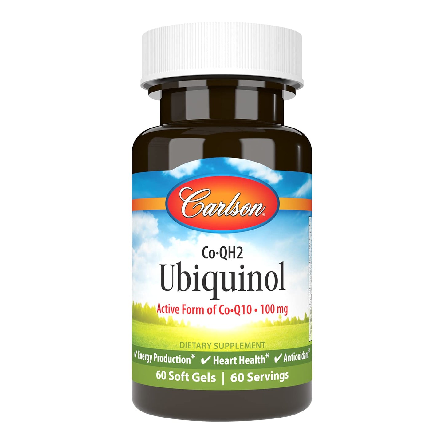 Carlson Co-QH2 Ubiquinol 100 mg | Energy, Heart Health & Antioxidant Support | 60 Softgels