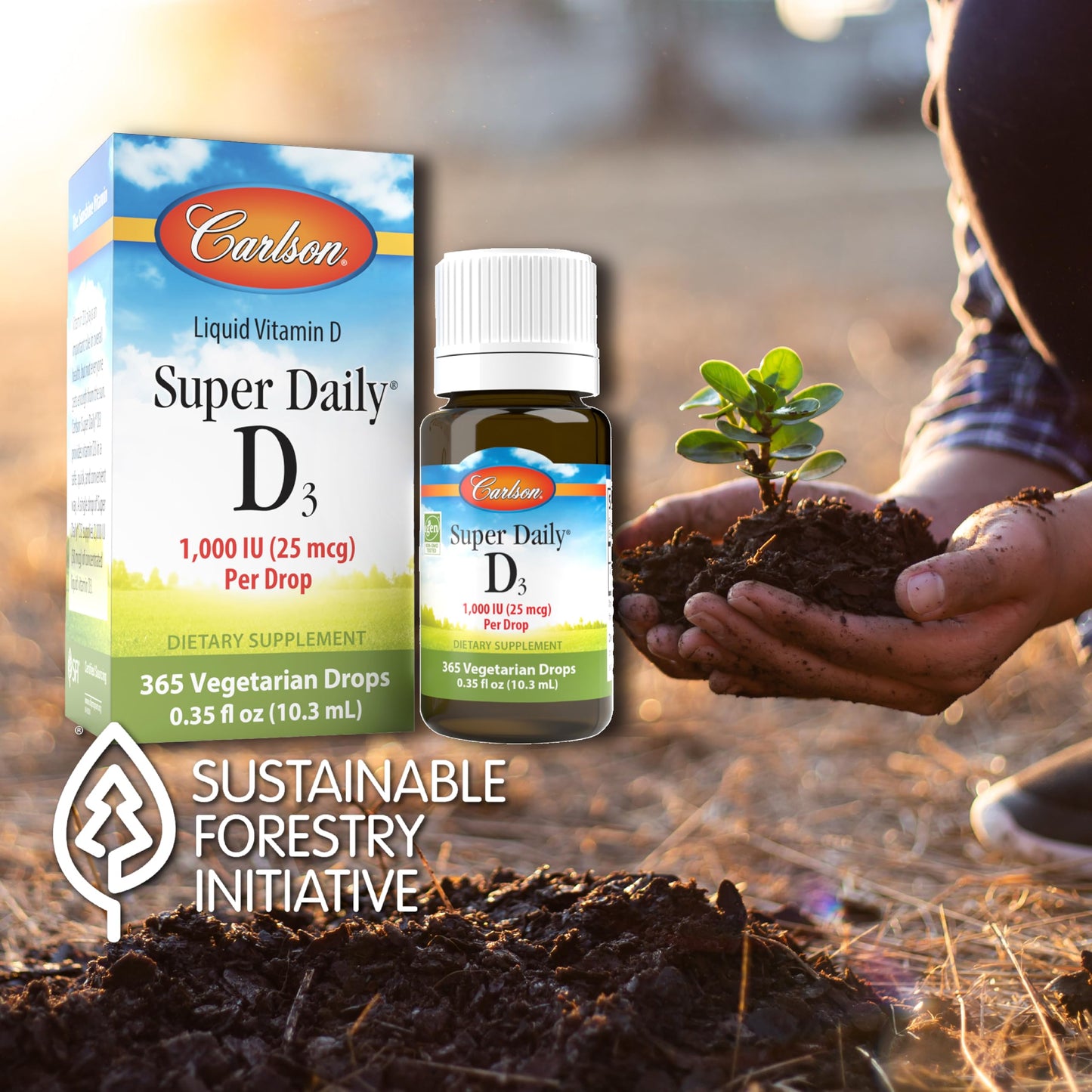 Carlson Super Daily D3 | 6000 IU per Drop, Liquid Vitamin D3, 365 Drops