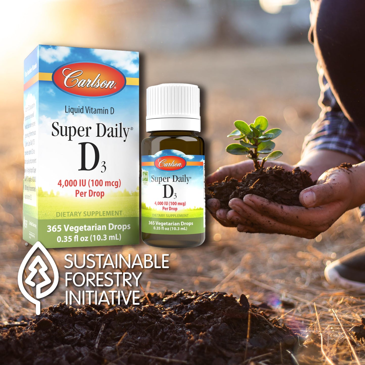 Carlson Super Daily D3 4000 IU per Drop | Liquid Vitamin D3, 1-Year Supply, Unflavored