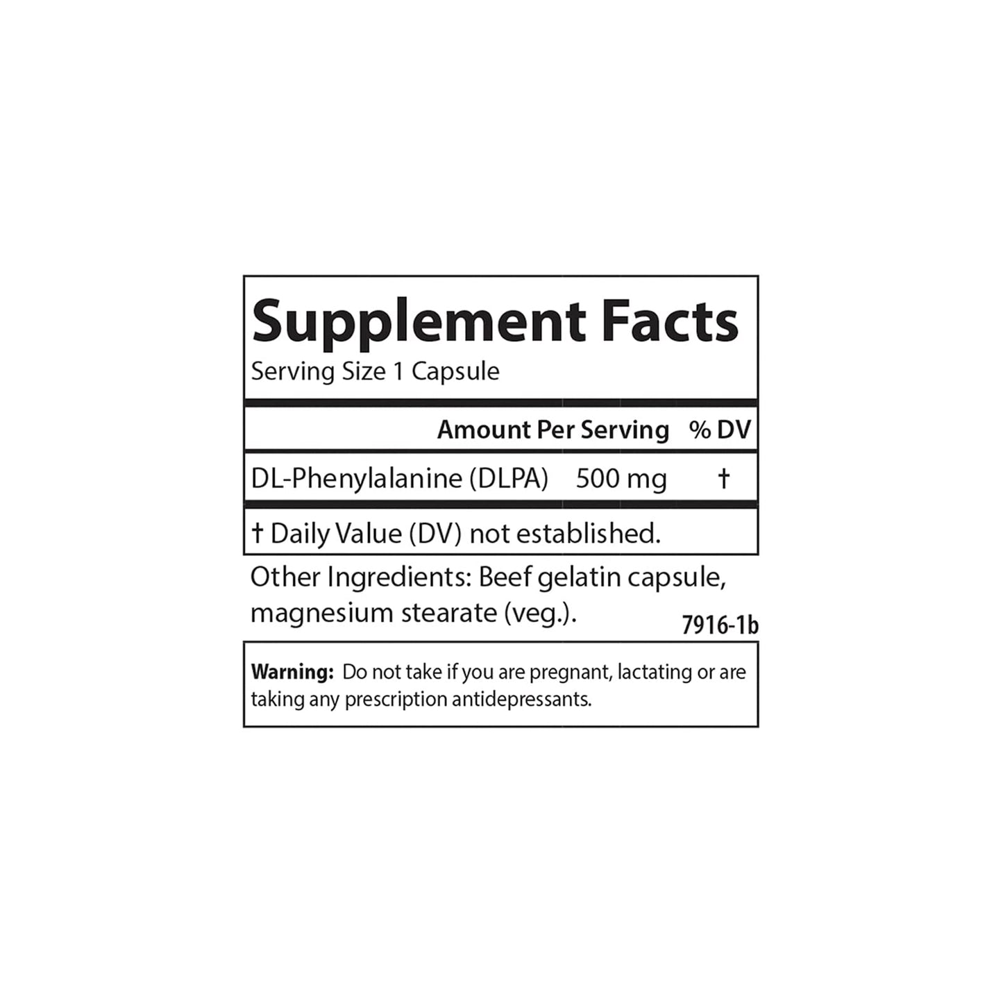 Carlson DLPA DL-Phenylalanine 500 mg – Mood & Cognitive Support (60 Capsules)