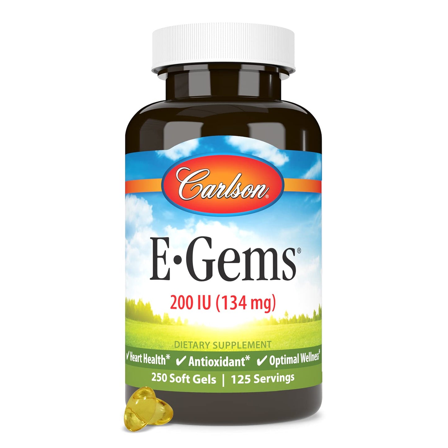 Carlson E-Gems 200 IU Vitamin E – Natural Source, 250 Soft Gels