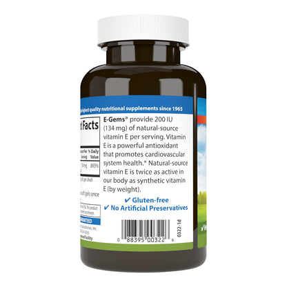 Carlson E-Gems 200 IU Vitamin E – Natural Source, 250 Soft Gels