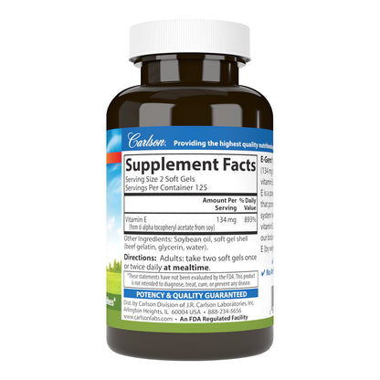 Carlson E-Gems 200 IU Vitamin E – Natural Source, 250 Soft Gels