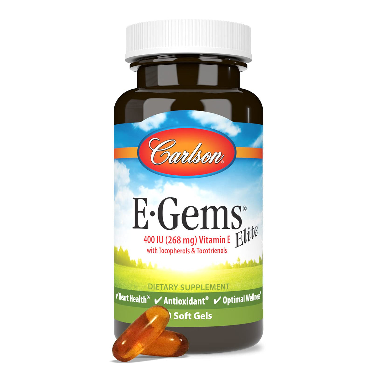 Carlson E-Gems Elite Vitamin E 400 IU | Tocopherols & Tocotrienols BritishVita | Premium UK Vitamins & Wellness Supplements