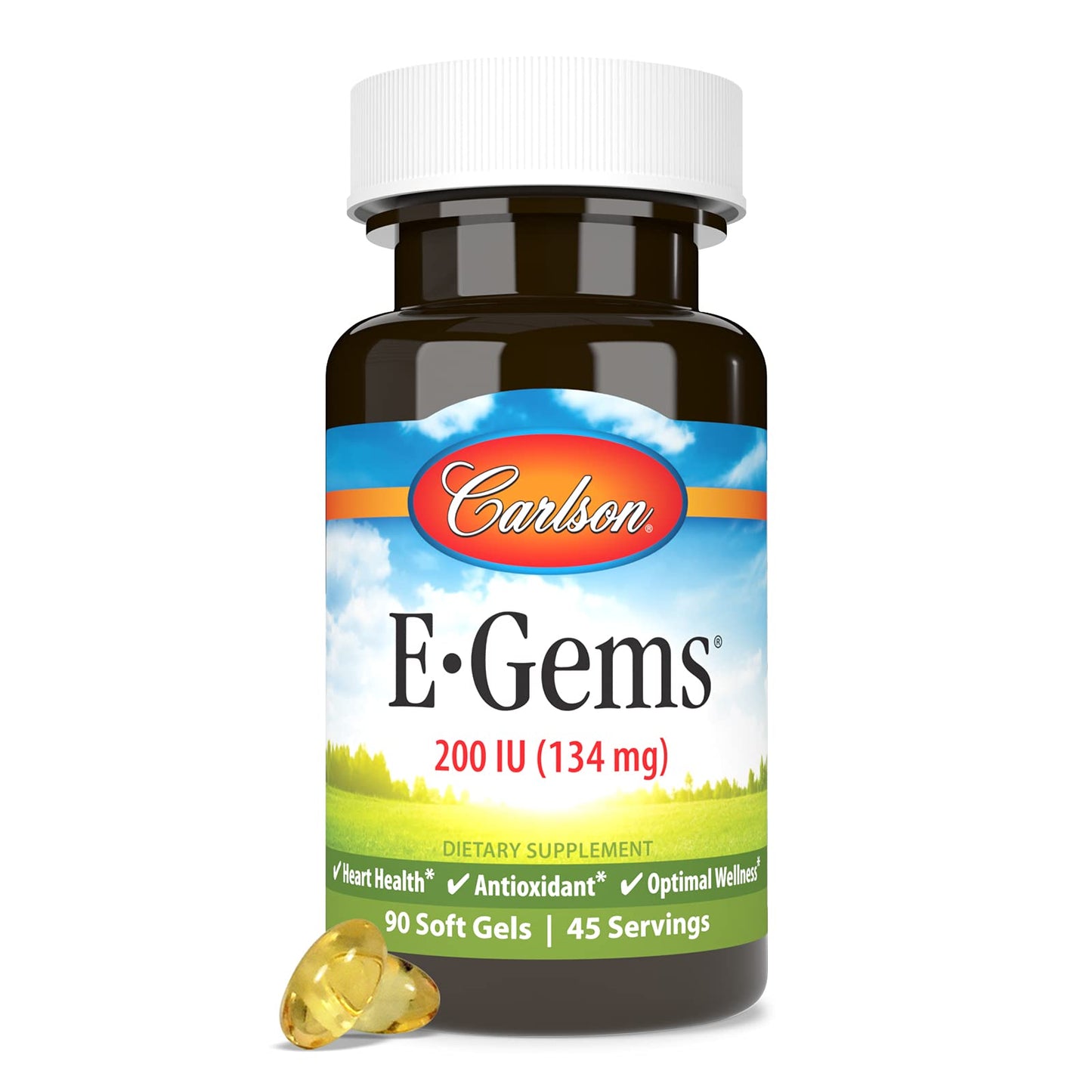 Carlson E-Gems Vitamin E 200 IU (134 mg) - Natural Source, 90 Soft Gels