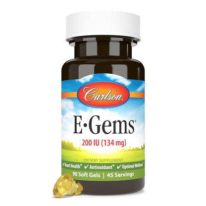 Carlson E-Gems Vitamin E 200 IU (134 mg) - Natural Source, 90 Soft Gels