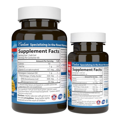 Carlson EcoSmart DHA Lemon 500 mg – Vision & Brain Health (60+20 Softgels)