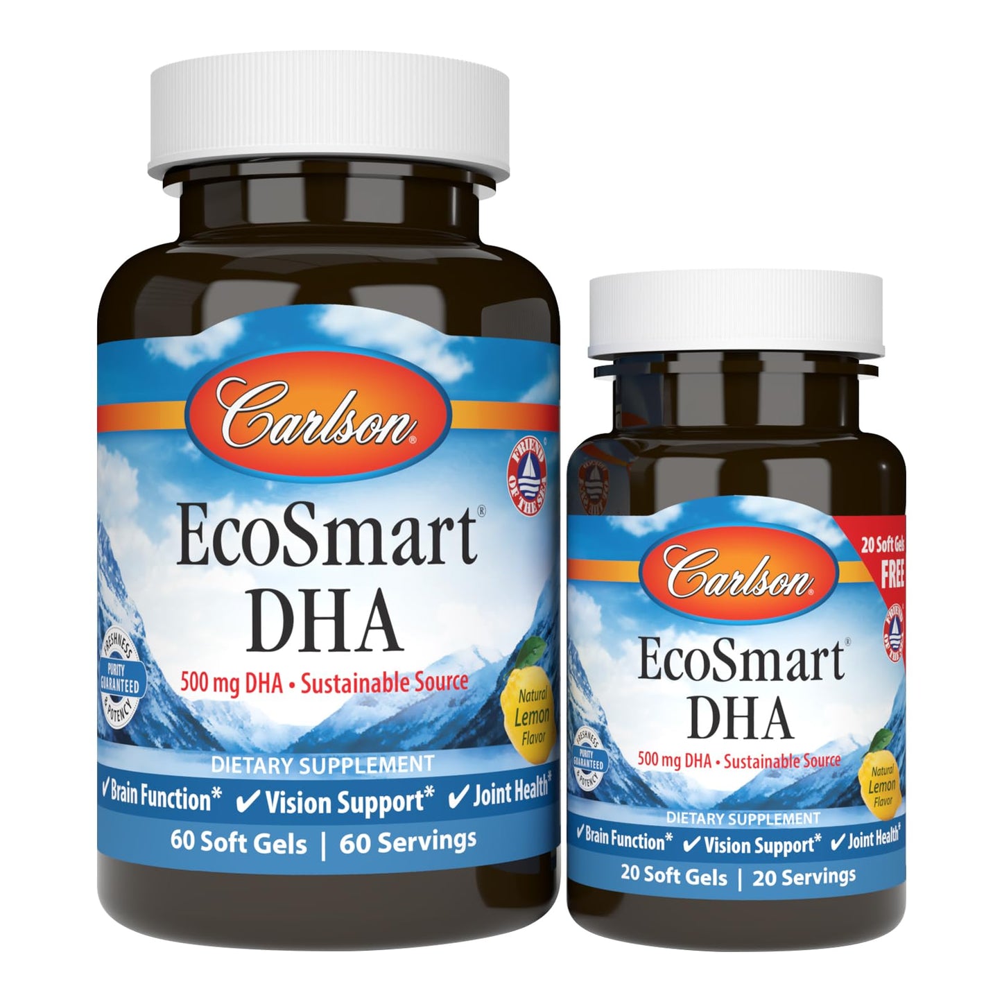 Carlson EcoSmart DHA Lemon 500 mg – Vision & Brain Health (60+20 Softgels)