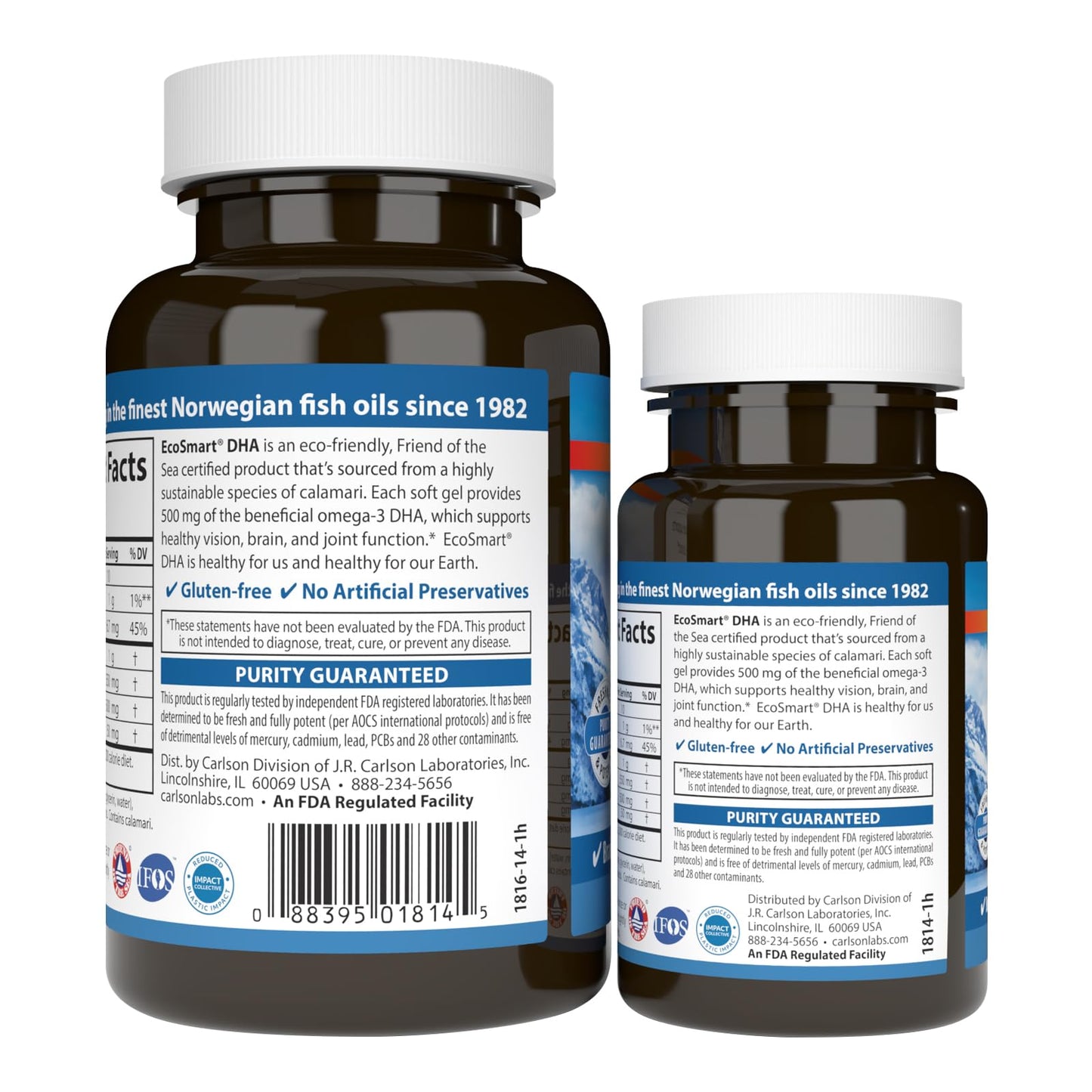 Carlson EcoSmart DHA Lemon 500 mg – Vision & Brain Health (60+20 Softgels)