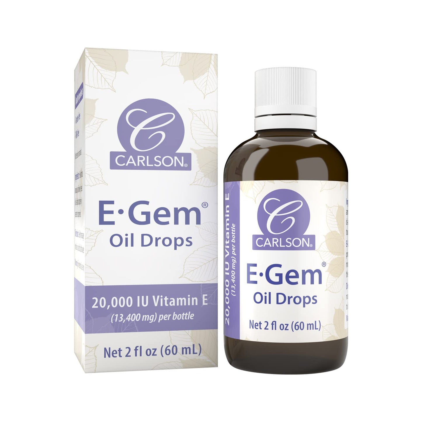 Carlson E-Gem Oil Drops – 20000 IU Vitamin E, All-Natural Skin Moisturizer, 2 oz
