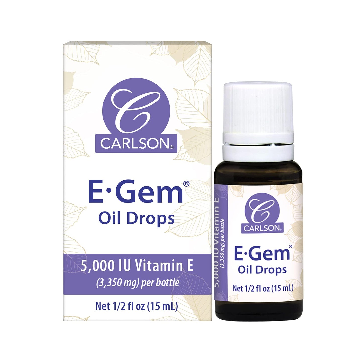 Carlson E-Gem Oil Drops - 5000 IU Vitamin E | Skin & Bath Oil 0.5 oz