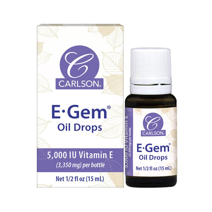 Carlson E-Gem Oil Drops - 5000 IU Vitamin E | Skin & Bath Oil 0.5 oz