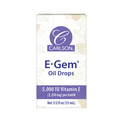 Carlson E-Gem Oil Drops - 5000 IU Vitamin E | Skin & Bath Oil 0.5 oz