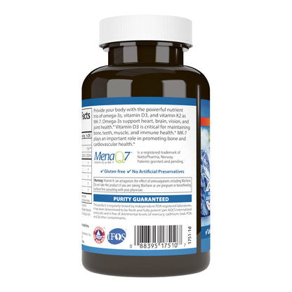 Carlson Elite Omega-3 Plus D & K – 700 mg Omega-3s, D3 & K2, Lemon, 60 Softgels