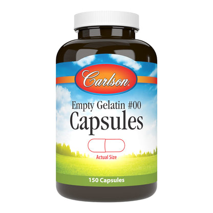 Carlson Empty Gelatin Capsules #00 - 150 Count | Easy to Separate & Fill