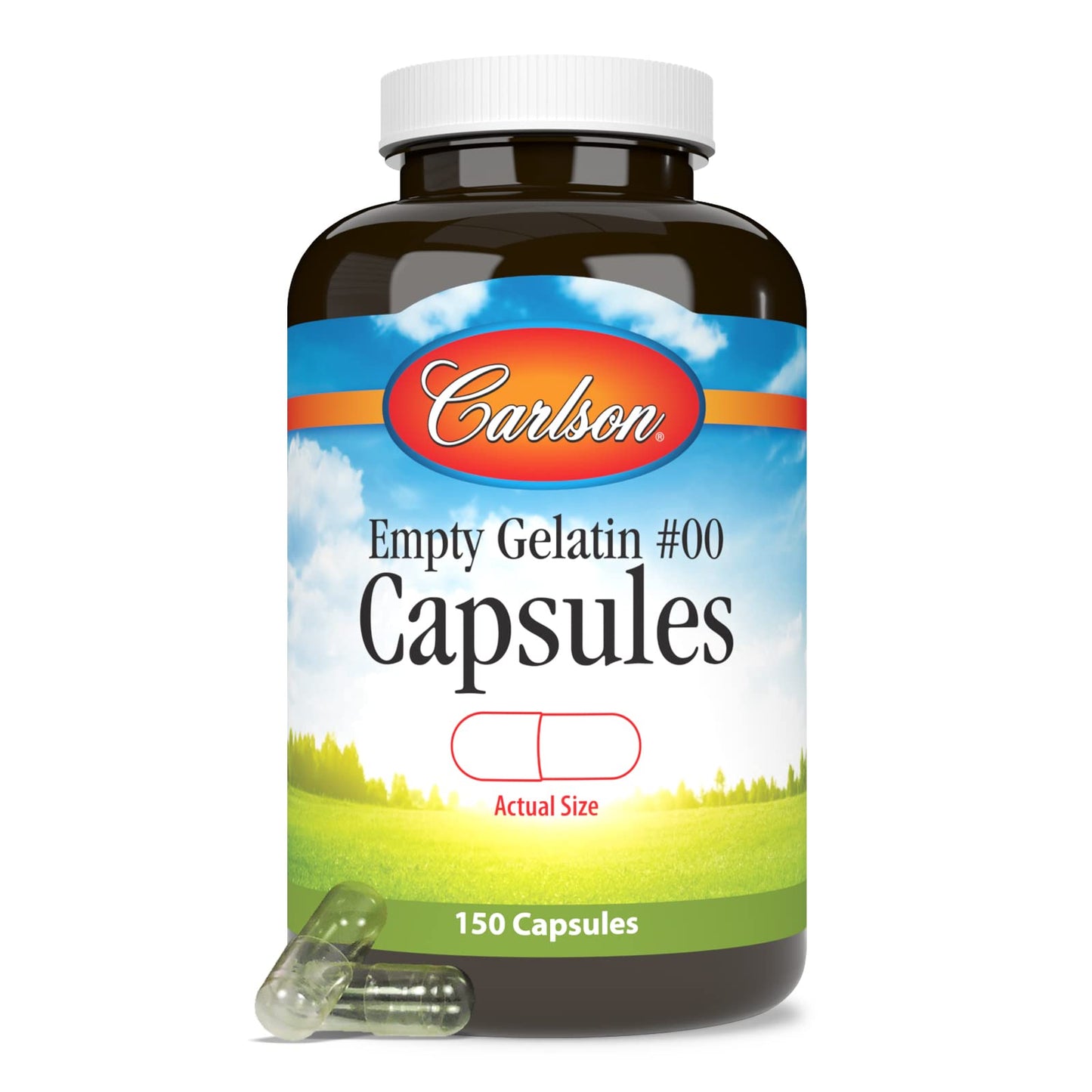 Carlson Empty Gelatin Capsules #00 - 150 Count | Easy to Separate & Fill