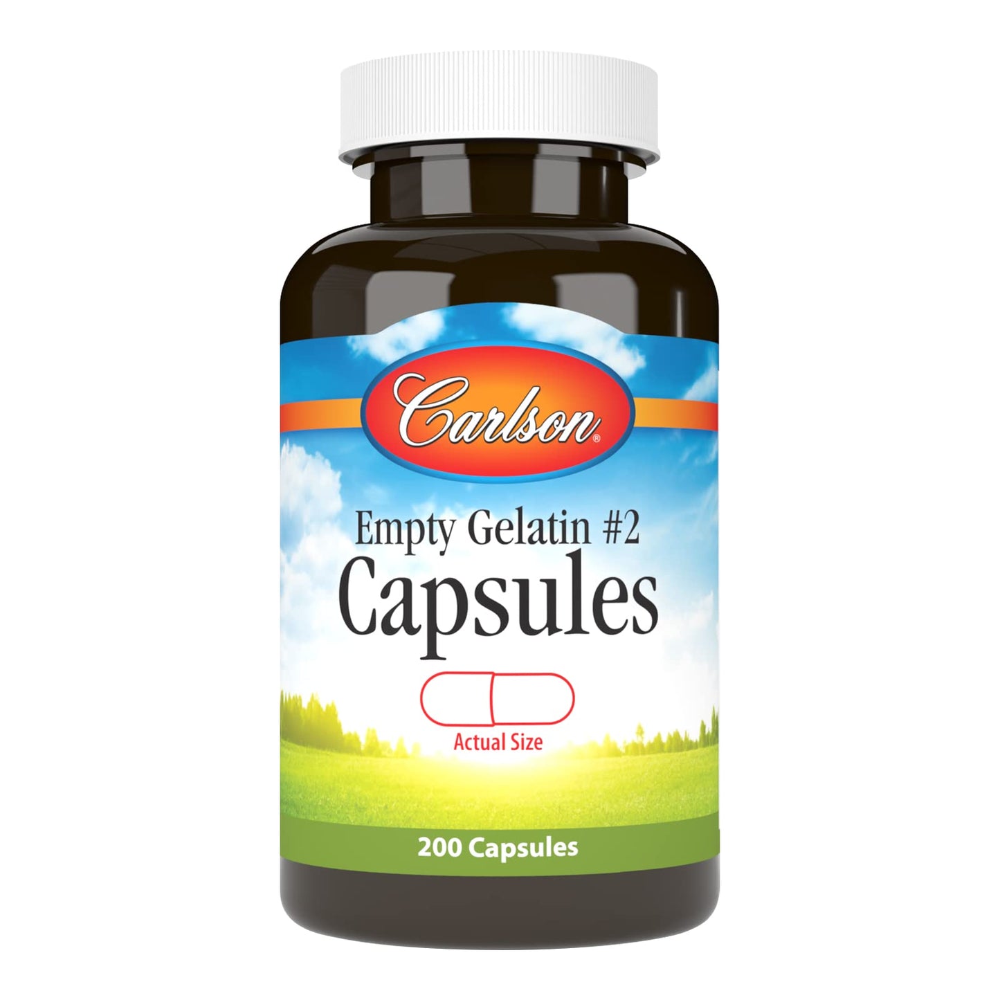 Carlson Empty Gelatin Capsules #2 (Size #2) – 200 Capsules