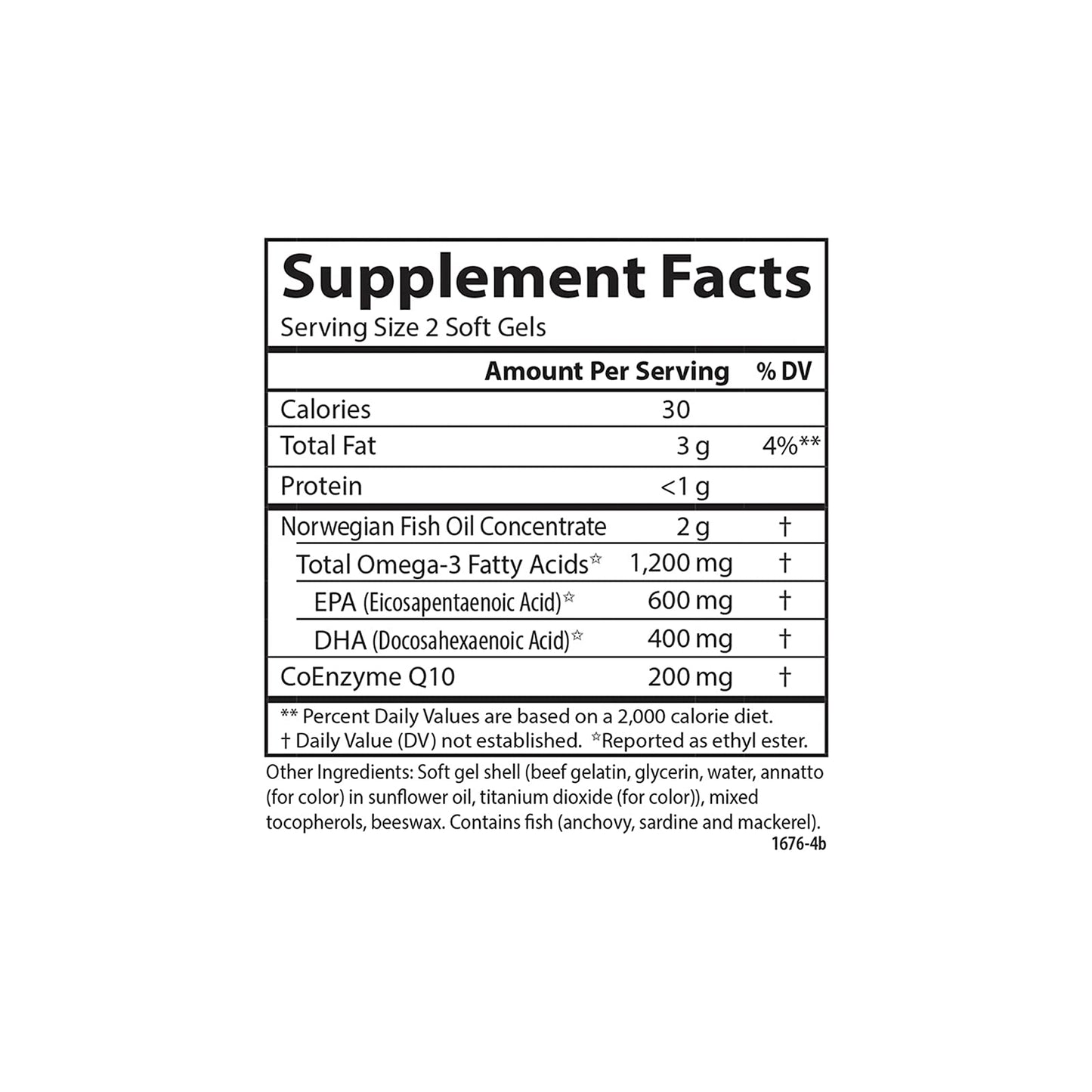 Carlson Fish Oil Q - 1200 mg Omega-3s + 200 mg CoQ10 | 120 Softgels