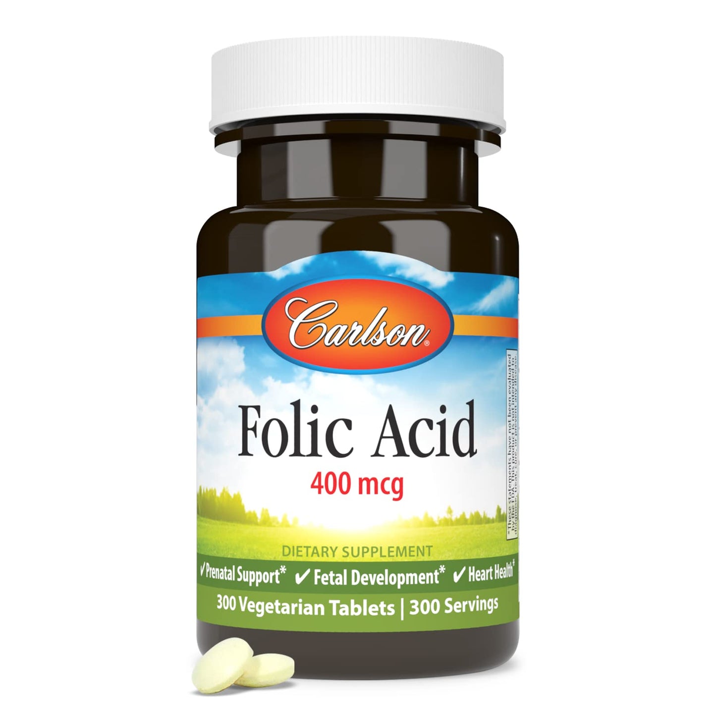 Carlson Folic Acid 400 mcg – Prenatal Support & Fetal Development | 300 Tablets