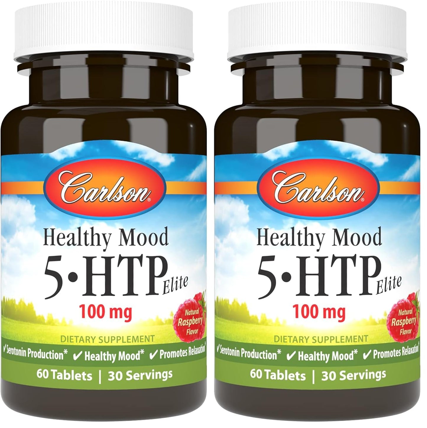 Carlson Healthy Mood 5-HTP Elite 100 mg - Raspberry Chewable (Pack of 2)