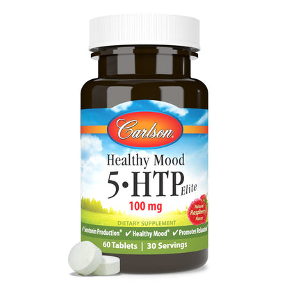 Carlson Healthy Mood 5-HTP Elite 100 mg - Raspberry Chewable (Pack of 2)