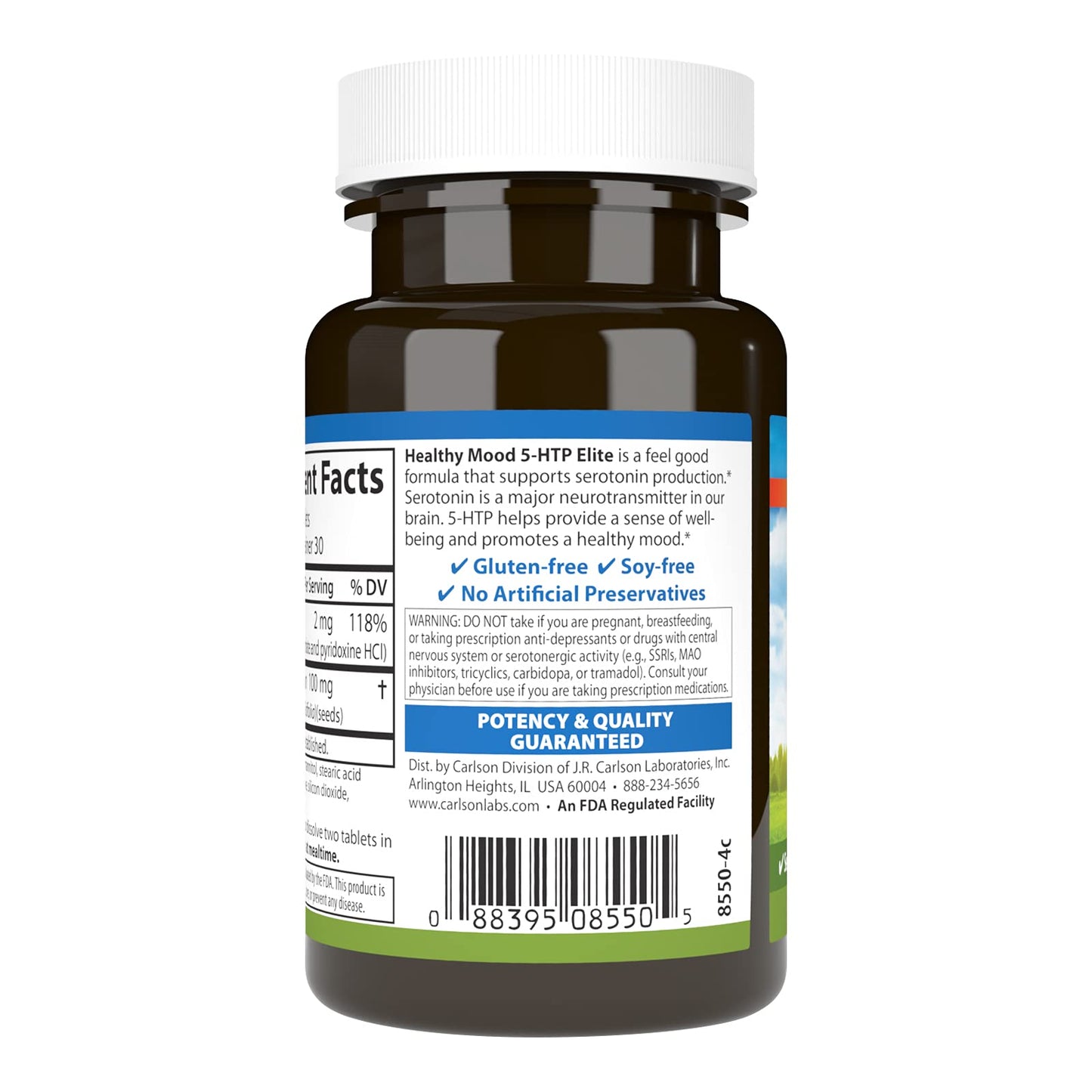 Carlson Healthy Mood 5-HTP Elite 100 mg with Vitamin B6 – Raspberry Chewable (60 Tablets)