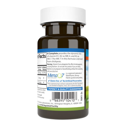 Carlson K Complete – K1 & K2 MK-4 MK-7 for Bone & Cardiovascular Health | 45 Softgels