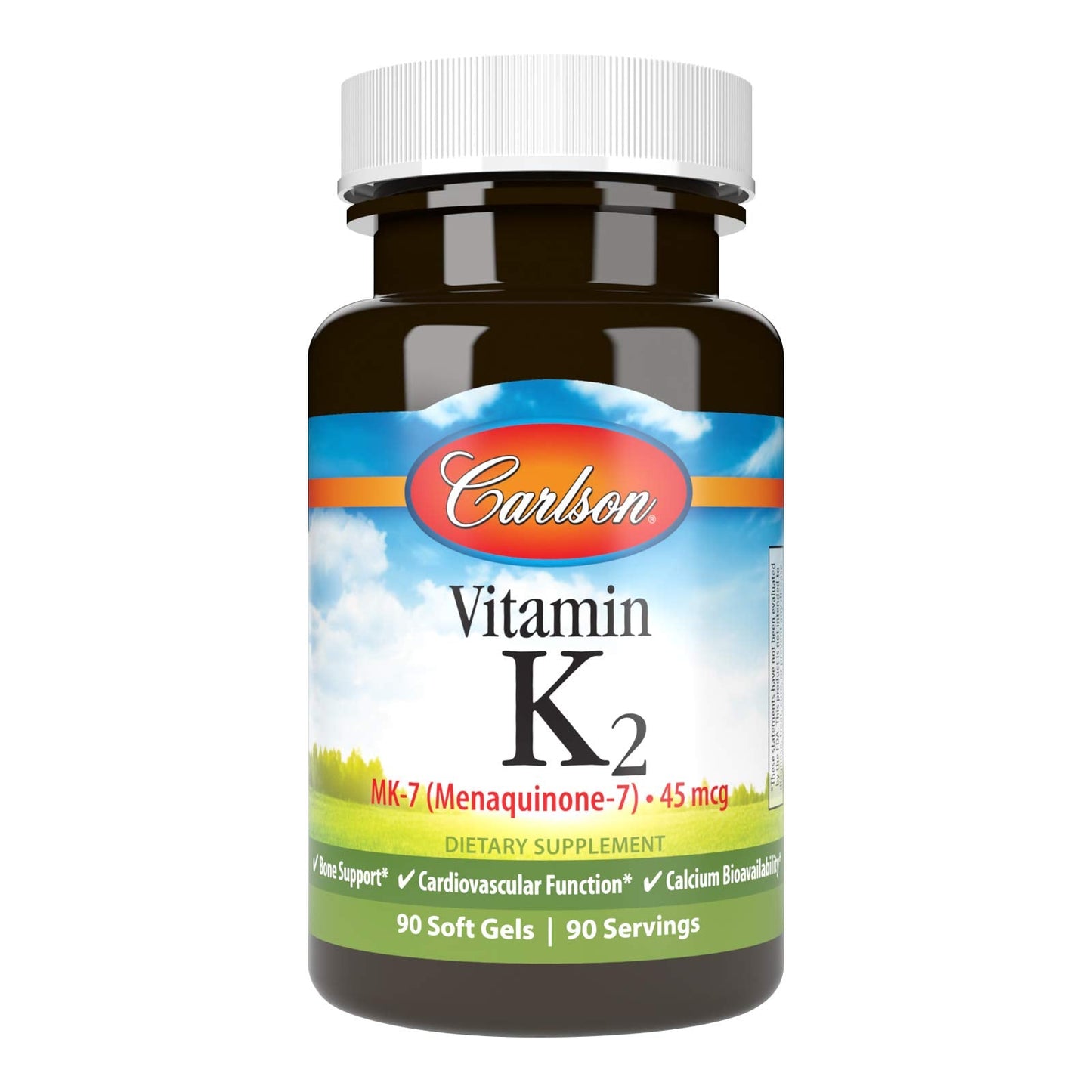 Carlson Vitamin K2 MK-7 45 mcg – 90 Softgels | Bone Support & Calcium Bioavailability