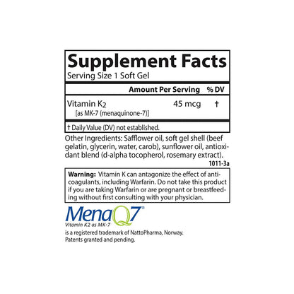 Carlson Vitamin K2 MK-7 45 mcg – 90 Softgels | Bone Support & Calcium Bioavailability