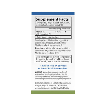 Carlson Super Daily K2 45 mcg MK-7 - Vitamin K2 Supplement