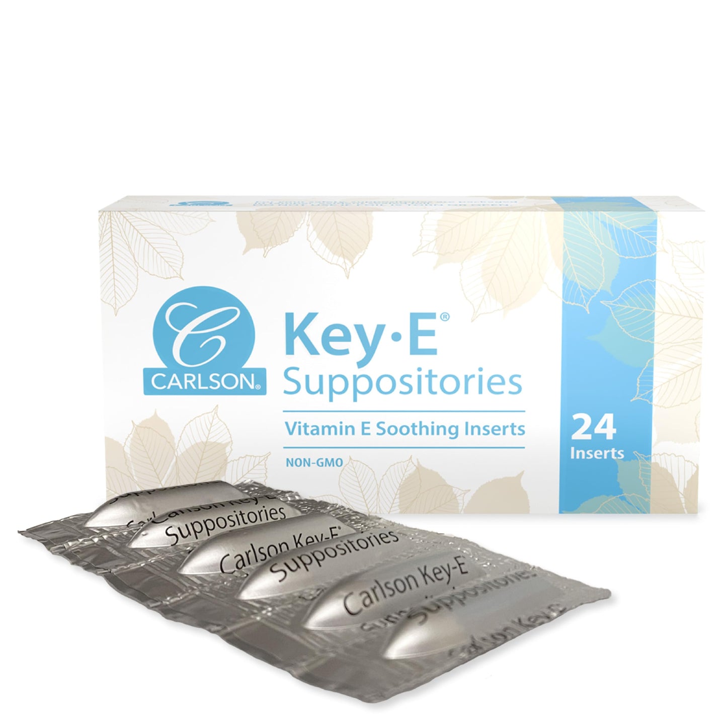 Carlson Key-E Suppositories 30 IU Vitamin E – Vaginal & Rectal Lubrication, 24 Count